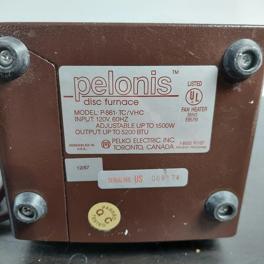 Vintage Pelonis Disc Furnace Portable Electric Heater Brown USA P-861 TC/VHC‎